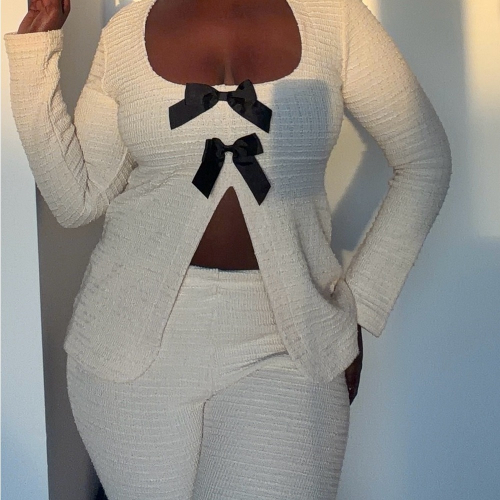 Zara Cream Pantsuit with Black Accents